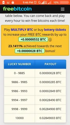 Freebitcoin every hour android App screenshot 2